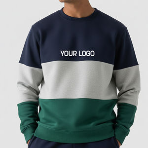 Custom Made Loose Fit Crew Neck 100% Cotton <b>Fleece</b> Pullover Sweatshirt Fashionable Streetwear Color block <b>Hoodies</b> & Sweatshirt - Product Image 1