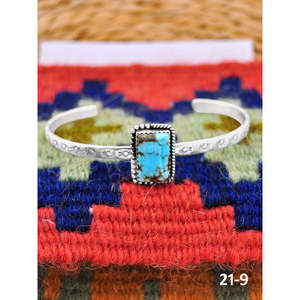 Southwest Handmade No.8 Turquoise & Sterling <b>Silver</b> <b>Cuff</b> <b>Bracelet</b> Cultural Collectible Jewelry - Product Image 1