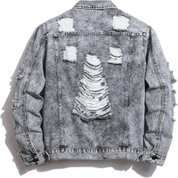 Vente en gros, veste en jean tendance pour hommes, vestes de camionneur en denim décontractées classiques et déchirées, coupe ajustée, veste pour homme