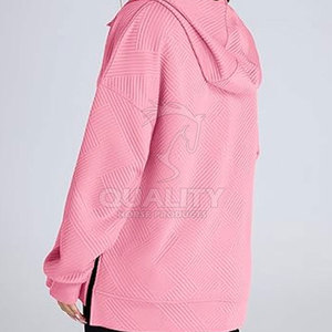 Top Qualité Élégant Femmes Demi Zipper Hoodies En Gros Nouveau Design Femmes Demi Zipper Hoodies En Couleur Unie - Product Image 6