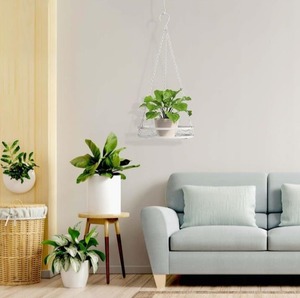 Maceta Colgante de Metal Blanca Premium para Plantas de Interior, Decoración Moderna para Sala de Estar, Dormitorio, Oficina y Balcón, de la India - Product Image 2