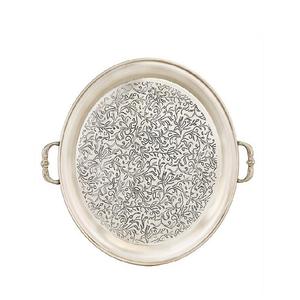 ถาดทองเหลืองสีเงินโบราณพร้อมหูจับหรูหราแก้วน้ำรูปไข่ให้บริการเสร็จแล้วสำหรับบ้านหรือโอกาสรับประทานอาหาร - Product Image 1