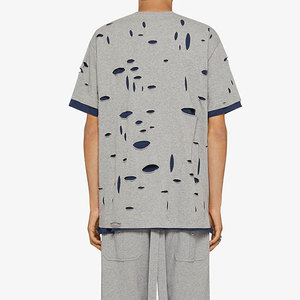Camiseta Personalizada para Hombre con Borde Deshilachado, Algodón Grueso Premium, Corte Holgado, Fabricante OEM ODM de Marca Privada - Product Image 2