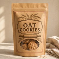 Sachet Doypack Personnalisé en Kraft pour Biscuits et Granola, avec Fenêtre Transparente, Fermeture Zip Refermable, Anti-humidité et Anti-odeur, Qualité Alimentaire, pour Aliments pour Animaux et Gelée