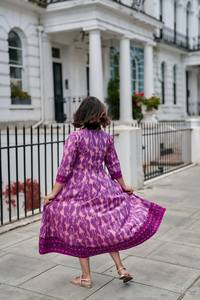 Robe bohème Delilah mi-longue, tissage à la main, ikat, pur coton, faite à la main, décontractée, occasionnelle - Product Image 3