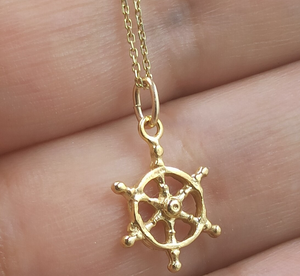 Trendy Solid Gold 14k, Dainty <b>Ship</b> Steering <b>Wheel</b>,Nautical Jewelry,necklace for Gift Quality Best Nautical <b>Ship</b> - Product Image 1