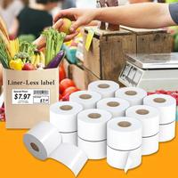 Étiquettes thermiques continues sans support imprimées sur mesure en rouleau, étiquettes thermiques directes pour les balances et la logistique