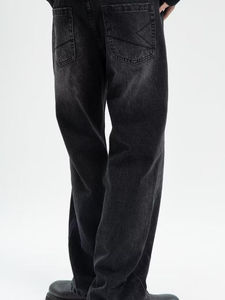 Pantalon en denim délavé vintage personnalisé pour hommes High Street du fabricant Simple Loose Straight Wide Leg Design Plus Size Casual Style - Product Image 4