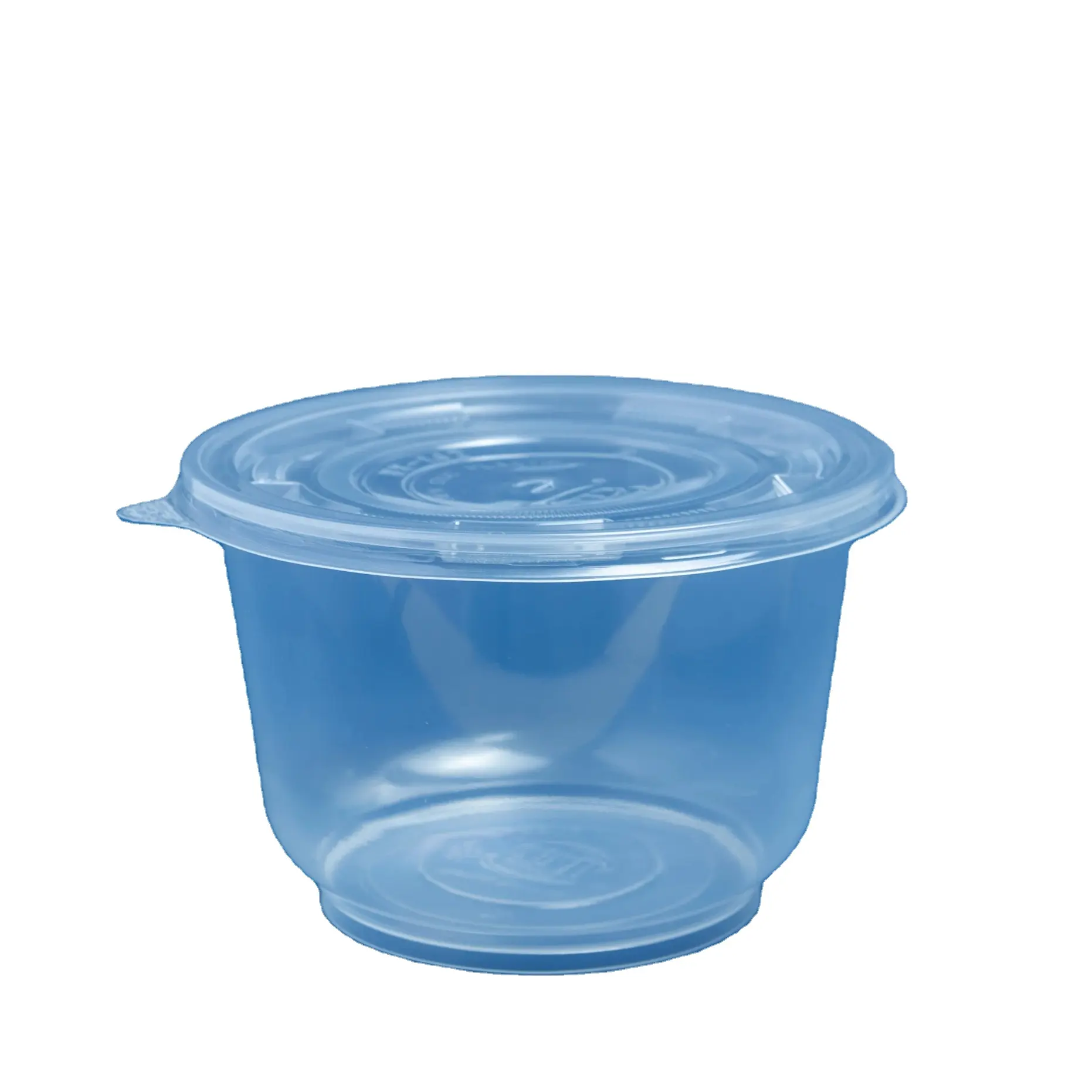 Manufacturer 1000ml 1200ml round shape PP plastic food container with lid transparent takeaway ready to ship