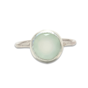 Natural personalizado Aqua Calcedonia anillo de piedras preciosas plata esterlina al por mayor de piedras preciosas hechas a mano anillo fabricante de joyería de plata - Product Image 1