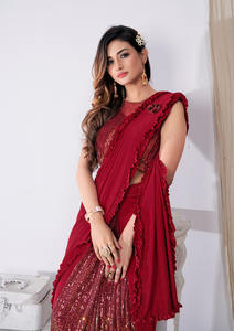 DERNIÈRE CRÉATEUR BEAU RICH PALLU JACQUARD WORKSEQUENVE PRÊT À PORTER SAREE - Product Image 3