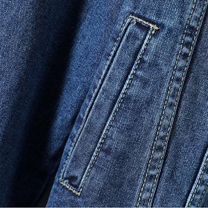Vente en gros Veste en jean de coton de couleur bleue Veste en jean chaude d'hiver à manches longues de grande taille pour hommes adultes - Product Image 5