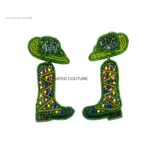 Boucles d'oreilles pendantes en perles de rocaille personnalisables en strass de qualité supérieure pour les vêtements de fête de Noël-Boucles d'oreilles créoles de style indien à large gamme - Product Image 1