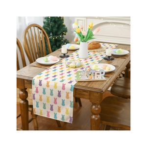 Chemin de table moderne en coton 100% teint en fil, blanc, à motif floral, 240 GSM, tissage en panier, durable, longue durée, 40x220 cm, fabriqué en Inde - Product Image 3