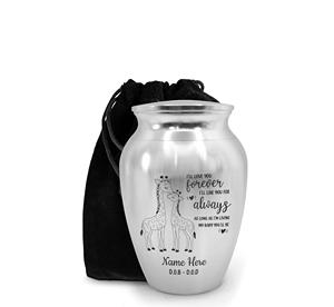 Mini urna de recuerdo decorativa de acero inoxidable para bebé personalizada, urna conmemorativa grabada para la pérdida de un niño, tamaño personalizado plateado - Product Image 1