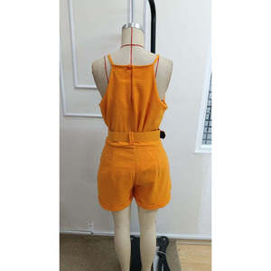 Ensemble deux pièces pour femme, chemisier à col halter et short, 33655 - Jaune - Product Image 5