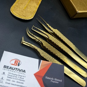 แหนบขนตาปลอมพลาสม่าสีทองทำจากสแตนเลสออกแบบโลโก้ได้ตามต้องการใช้มือทดสอบด้วยมือแหนบต่อขนตาปลอม - Product Image 4