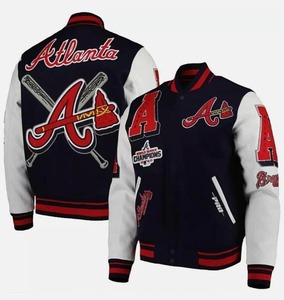 Vente en gros Blouson aviateur universitaire en laine unisexe Veste Letterman de qualité supérieure avec poignets côtelés - Product Image 6