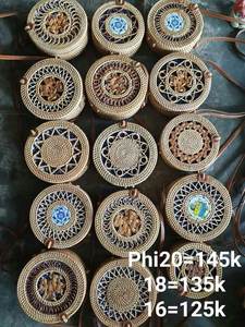 กระเป๋าสตางค์แบบคาดลำตัวทำจากหวายทรงกลมสไตล์โบฮีเมียนหรูหราสำหรับผู้หญิง - Product Image 2