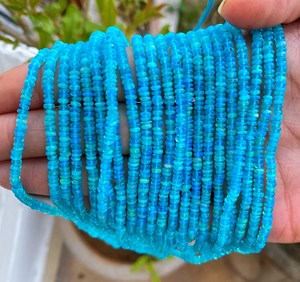 Sky Blue Ethiopian Opal Rondelle Beads 3-4 mm Smooth Opal Beads Gemstone For Jewelry Making Blue Opal Smooth Beads - Product Image 1