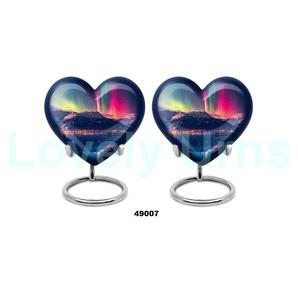 Vente chaude belle urne de crémation de coeur de souvenir d'aurore pour les cendres humaines avec le support et le sac libre de velours - Product Image 1