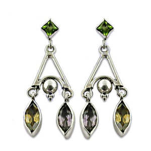 Pendientes de Plata de Ley 925 con Peridoto y Amatista para Mujer, Joyería de Moda - Product Image 1