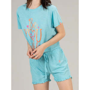 Ensemble de vêtements de nuit en jersey 100% coton - Shorts et haut super doux et respirants avec taille élastique et poches, logo personnalisable, offre ODM - Product Image 3