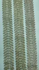 Custom-Made <b>Stone</b> Work Leaf-Designed <b>Machine</b> Embroidered Lace in Four Floral Colours for Resale - Product Image 3