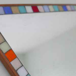 Vintage Asymmetrical Wall Hanging <b>Mirror</b> with Stone Mosaic Border - 1970s - Product Image 2