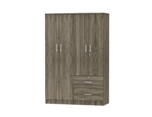 Armoire moderne Furnizone en bois démontable avec porte en panneau de particules 1210 et 2 tiroirs pour chambre, hôtel, salon et salle à manger - Product Image 2