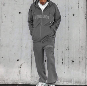 Survêtement de haute qualité à capuche, style streetwear, ourlet brut, sweat-shirt d'hiver, coton ample, imprimé personnalisé, polaire uni, survêtement pour homme - Product Image 6