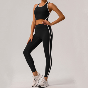 ชุดเล่นโยคะแบบไร้ตะเข็บสำหรับผู้หญิงเลกกิ้งเอวสูงและกางเกงขาสั้นกางเกงออกกำลังกายผ้ายืดใส่สบาย - Product Image 3