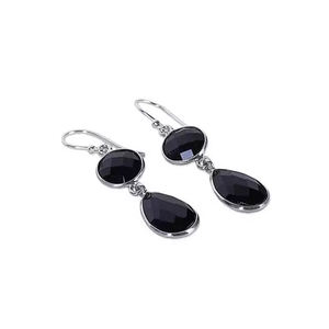 Pendientes colgantes de plata de ley 925, pendientes de piedras preciosas de ónix negro Natural de corte facetado, joyería fina para proveedor mayorista ODM - Product Image 4