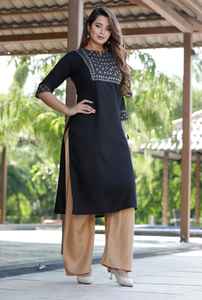 Salwar Kameez ชุดเดรสปักลายสำหรับผู้หญิง,ชุดเดรสแฟชั่นโบโฮคอวีลำลองหรูหราพร้อมวัง - Product Image 2