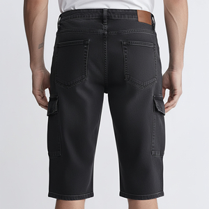 บริการผลิตตามสั่ง (OEM) กางเกงยีนส์ขาสั้นทรงยาว น้ำหนักเบา ขอบดิบ ปักโลโก้ตามสั่ง ผ้าฝ้าย 100% สไตล์ไฮสตรีท สำหรับผู้ชาย - Product Image 5