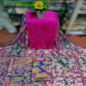 High Demanded No.1 Quality <b>Silk</b>/<b>Cotton</b>/Polyester Jacquard Slub Fransawi Dirac <b>Fabric</b> with Floral Pattern for Girls Wedding Dress - Product Image 1