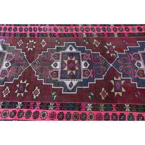 3.8x11.3 ft <b>Runner</b> Turkish Rug, Vintage Rug, <b>Red</b> Pink Oriental Wool Rug - Product Image 5