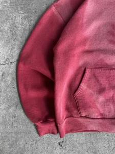 Men's 100% Cotton Vintage Winter Hoodie Full Zipper Street Style Hip Hop Sweatshirt Distressed Gradient <b>Spray</b> <b>Dyeing</b> Solid Print - Product Image 3