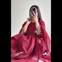 Colección Ssumaira 2025, Hermosamente Bordado, Conjunto de 3 Piezas, Estilo Anarkali Indio-Pakistaní, Ropa de Fiesta para Mujer, Sin Arrugas