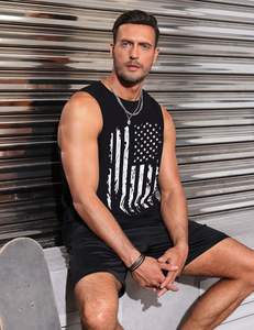 เสื้อกล้ามถักระบายอากาศลำลองสำหรับผู้ชายเสื้อโชว์กล้ามแขนกุดลายกราฟิกต้นมะพร้าวออกแบบให้รักชาติ - Product Image 6