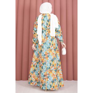 Vestido con Estampado Floral y Cinturón, Cintura Fruncida, Estilo Casual y Sexy, Alta Calidad, Transpirable, Ligero, Color Menta, Talla XL, Borlas, Forro Color Menta, Talla XS - Product Image 5