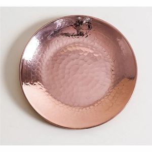 Plat de service en cuivre pur gravé à la main, 8 pouces, design moderne et luxueux, vaisselle de mariage, logo personnalisé disponible - Product Image 5