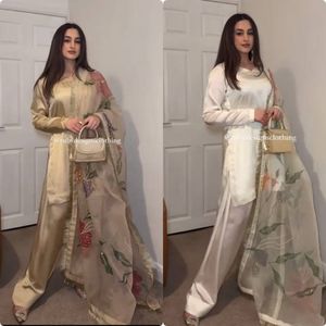 Meilleur Prix Pakistanais Collection Indian Wear Lourd Japon Satin Soie Top & Plazzo Avec Heavy Teby Organza Swarovski Travail Dupatta - Product Image 6