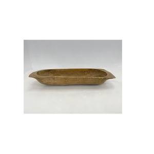 Bol à pâte en bois vintage, plateau de service décoratif |   Grande tranchée en bois longue |   Décoration de table de ferme |   Bol en bois sculpté à la main - Product Image 1