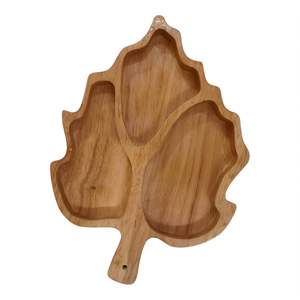 Handcrafted Wooden Leaf Shaped Serving <b>Tray</b> Elegant Design Seasoned <b>Wood</b> Compartment <b>Tray</b> Friendly Catering Decor Multipurpose - Product Image 3