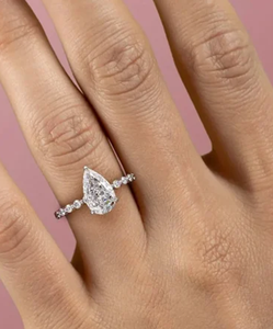 Bague de fiançailles en argent sterling 925 avec diamant moissanite de forme poire, bande pavée, solitaire 2,00 CT, bijoux fins de mariage, cadeau - Product Image 5