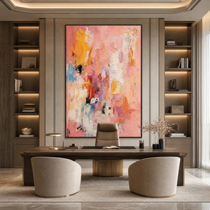 Colorful Textured Abstract Cityscape Oil Painting <b>Framed</b> <b>Canvas</b> Art Contemporary Style Hand Painted Indoor Decor - Product Image 4
