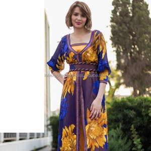 Abaya Dos Piezas Estampado Floral Con Cinturón Venta Caliente En Medio Oriente - Product Image 1