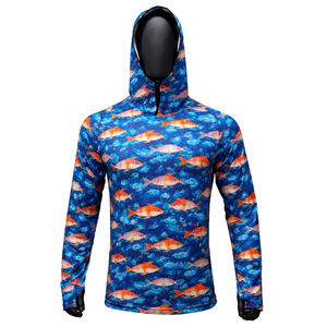 Camisa de Manga Larga con Capucha y Estampado de Peces para Hombre, Sudadera Ligera de Alto Rendimiento para Pesca, Actividades al Aire Libre y Deportes - Product Image 1