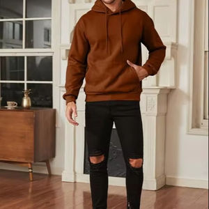 Sudadera con Capucha y Cordón Ajustable, Estilo Cuadrado, Cobertura Completa, Personalizable, de Felpa, Básica, Mezcla de Algodón para Hombre - Product Image 1